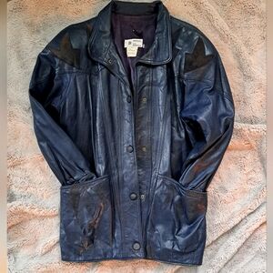 COPY - S (mens) Vintage Braemar by Jeremy Scott Deep Royal Blue Leather Jacket